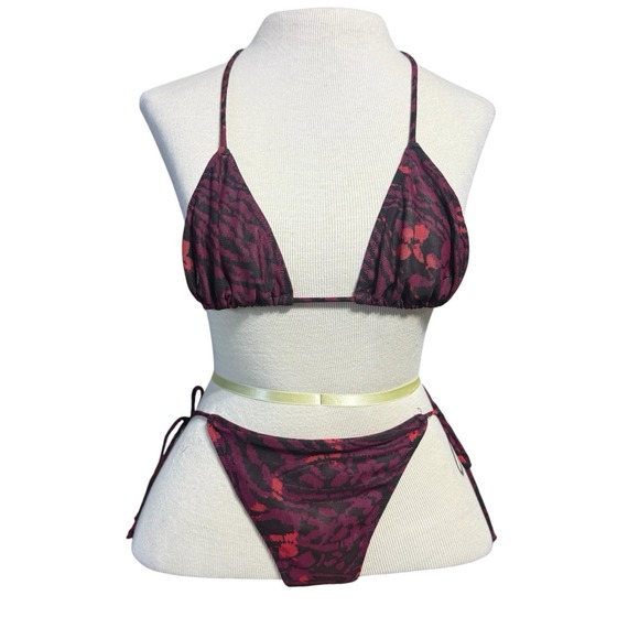 Victoria's Secret Other - Vintage Victoria's Secret Sheer Mesh Animal Print Side Tie String Bikini XS/S